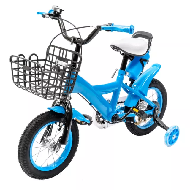 12 Zoll Kinderfahrrad Fahrrad für Jungen und Mädchen mit Stützrädern Blau GIFT