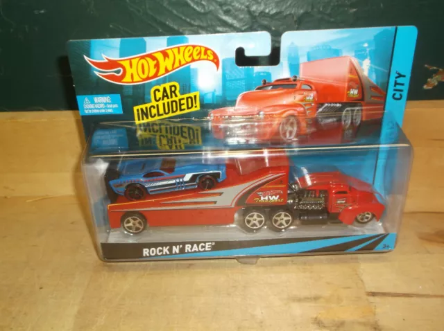 Hot Wheels Rock N' Race Rig Truck Car Detachable Trailer NEW BDW51