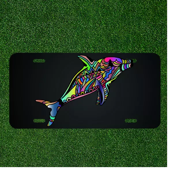 Custom Personalized License Plate Auto Tag With Amazing Colorful Dolphin Design