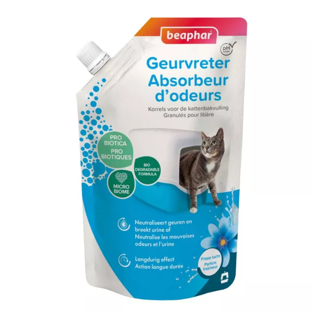 BEAPHAR – Absorbeur d'odeurs – Granulés concentrés pour litière pour chat – N...