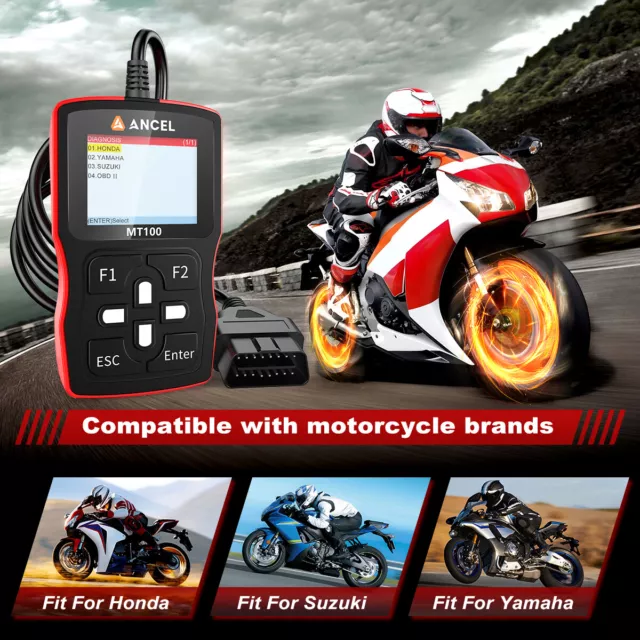 ANCEL MT100 Motorcycle Diagnostic Scan Tool Code Reader OBD2 Scanner Engine ABS