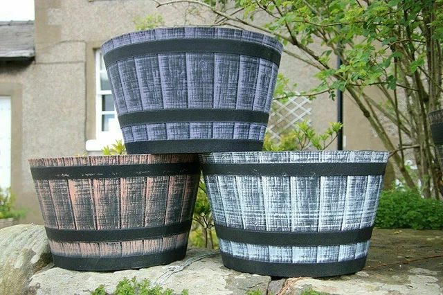 Pots De Fleurs En Bois Whisky Tonneau Jardinière Ronde Seau