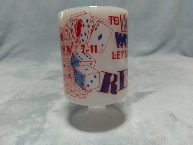 "To Hell with Work, Lets Go to Reno" Milk Glass Pedestal Coffee Mug Cup 3
