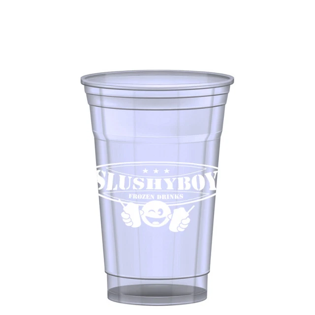 RPET-Becher 200 ml, mit SLUSHYBOY®-Logo, 50 Stück / Stange