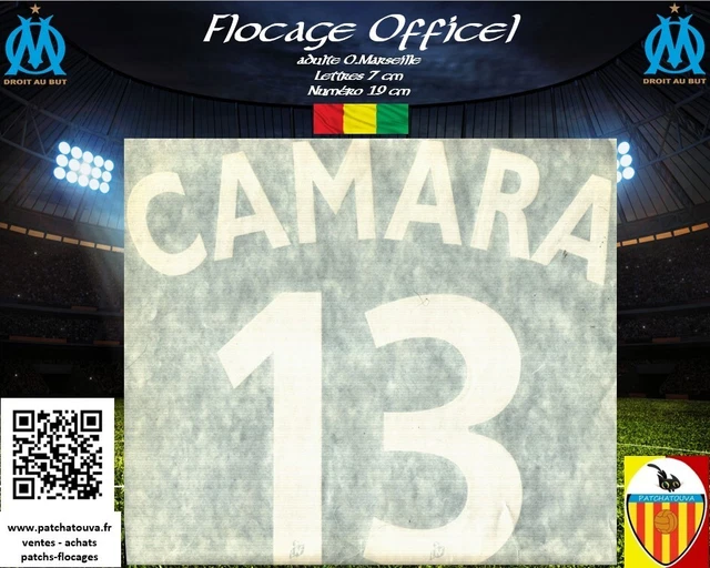 Flocage Officiel OM 97/98 Away – Échouafni N°18, Monblason, Blanc, Thermocollant