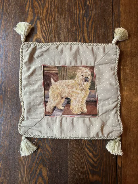 Needlepoint Decorative Dog Accent Pillow Cover