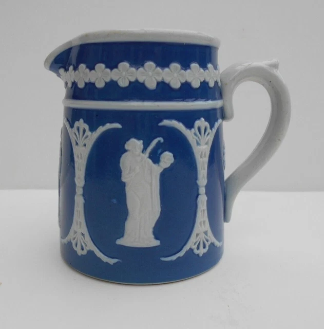 Antique Dudson Brothers Cream Jug Blue White Sprig Decorated