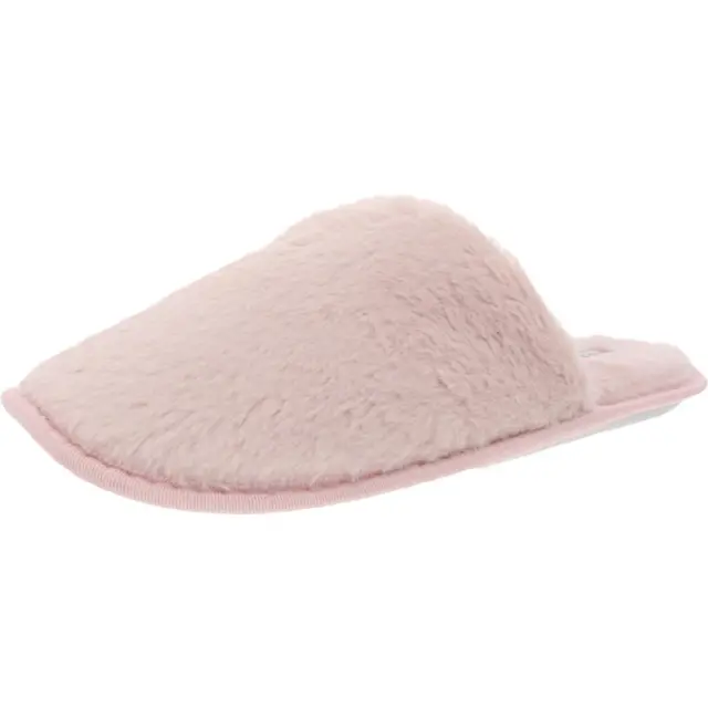 Ellen Tracy Women's Fluffy Faux Fur Slide Slippers Pink Size S