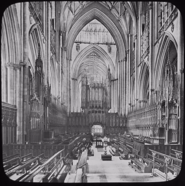 JV Glass Magic Lantern Slide THE CHOIR YORK MINSTER C1890 VICTORIAN PHOTO