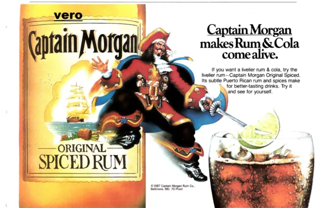 print ad CAPTAIN MORGAN RUM 1987 playboy magazine page clipping advert vtg