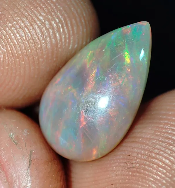 4.10 Carat Naturel Welo D'Éthiopie Feu Opale Cabochon Poire Forme Libre Gemme