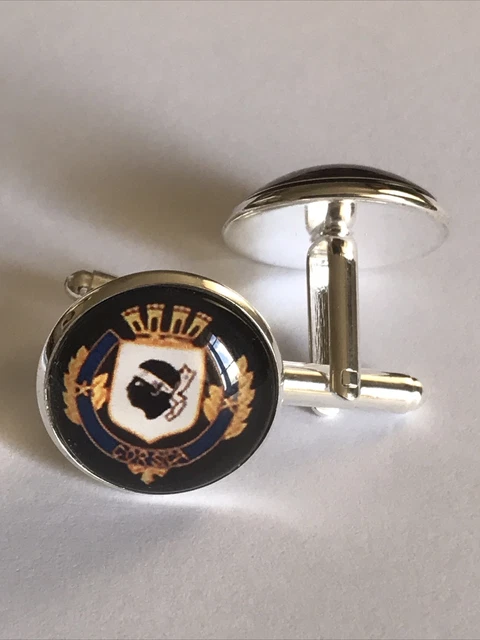 Boutons De Manchettes Blason Napoléon Bonaparte - Couronne Impériale, Alliage Argenté, NEUFS