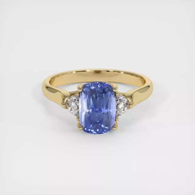 CEYLON (SRI LANKA) Cushion Blue Sapphire 18K Yellow Gold Ring 3.0CT ...