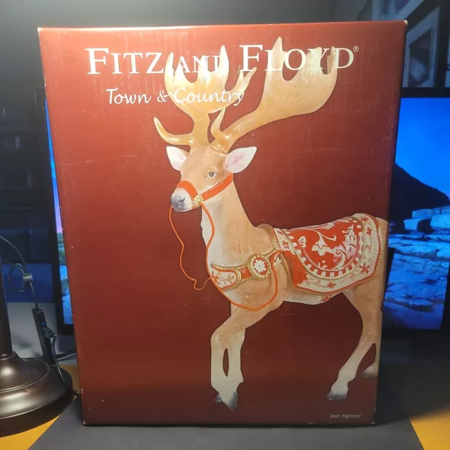 Fitz & Floyd Large Town & Country Reindeer Statue in box