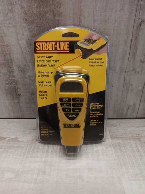 New Strait-Line Laser Tape (64030) Up to 50 Ft. Calculates Square Ft & Cubic Ft.