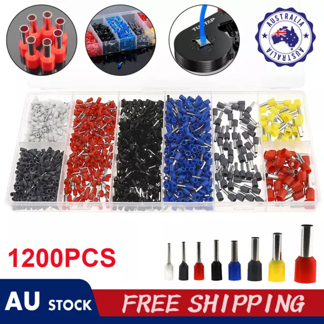 1200PCS Cable Cord Pin End Bootlace Ferrule Terminal Wire Crimp Connector Kits