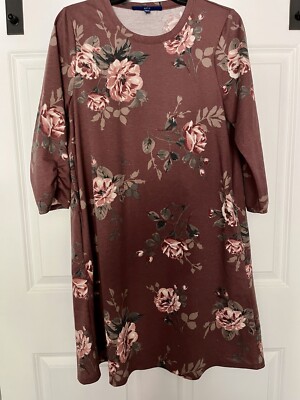 Womens Burgundy Fall Floral Apt 9 Dress Size Small