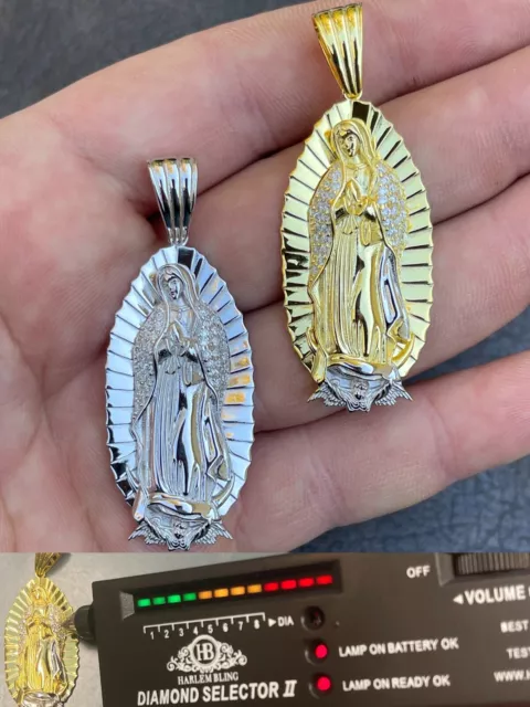 HipHop Virgin Mary Pendant 925 Silver / Gold Plated MOISSANITE Pass Diamond Test