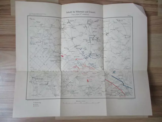 Landkarte / Schlachtplan Gefecht bei Villermain und Cravant