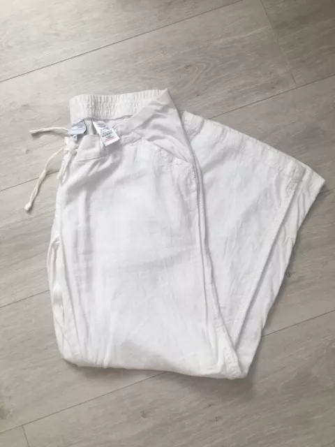 Womens Next White Linen Maternity Trousers Size 8 Regular Brand New💕