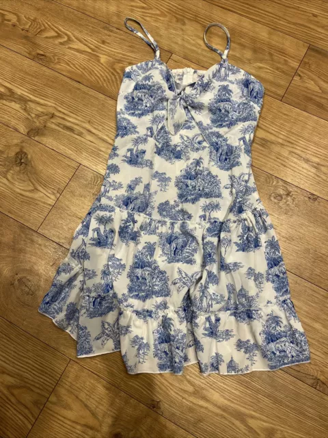 Ladies Floaty Blue Print Dress XL From Cider Strappy