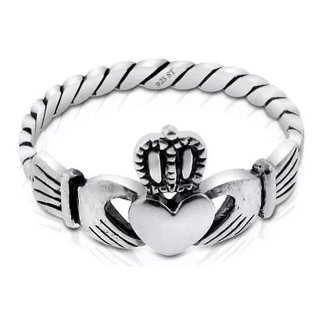 Sterling Silver Irish Claddagh Ring Friendship and Love  Made in USA