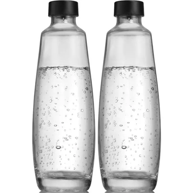 SodaStream Twinpack DUO-Glasflaschen, 1 Liter, in Schwarz, 2 Karaffen