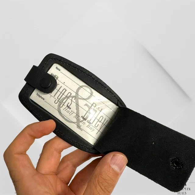 Briggs & Riley Luggage Tag Black Leather ID Tag Bag Identification Strap 3