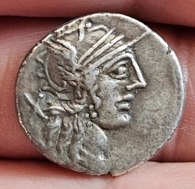 ROMAN REPUBLIC. SILVER COIN Denarius . C. Porcius Cato - 3.03 g.