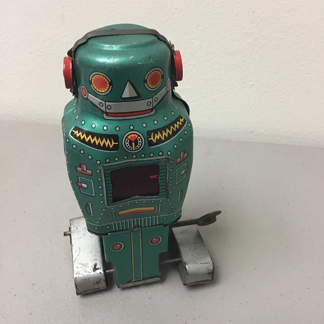 VINTAGE 'MIGHTY ROBOT' WindUp No Spark Tin Toy Robot Noguchi Japan