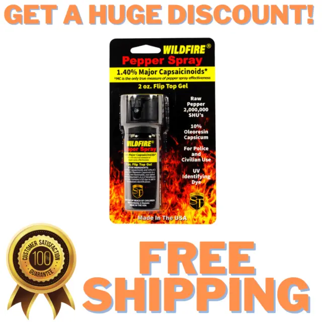 Wildfire Pepper Spray Gel Type 2oz 10% Formula Self Defense Security Protection