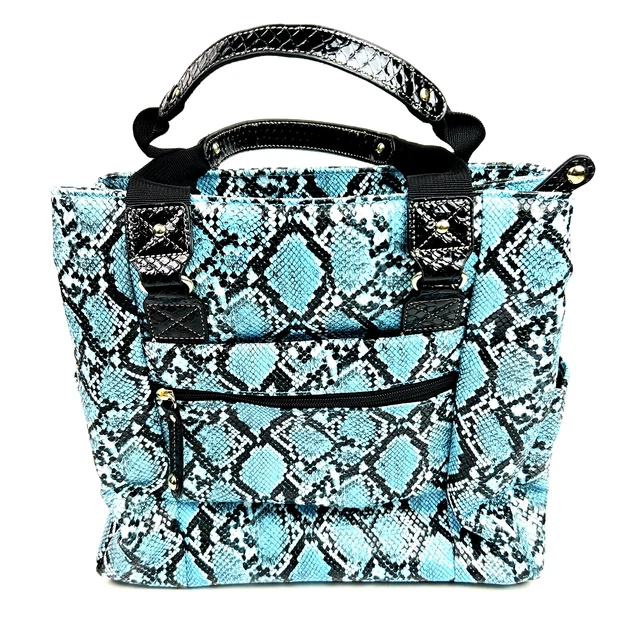 Samantha Brown Luggage Blue Snake Embossed Weekender Carry-On Bag Shoulder 14"