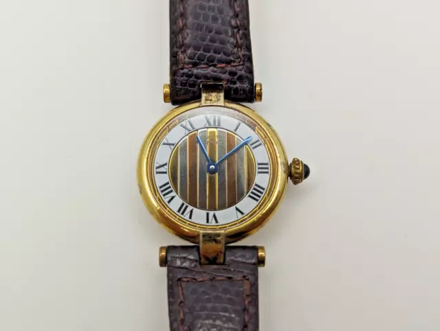 Vintage Cartier Vermeil Ladies Watch - Sterling Silver  Gold Plated Wristwatch