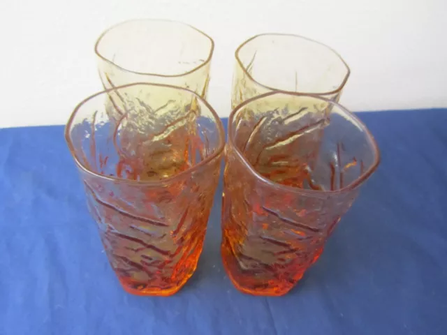 Set of four Morgantown  Topaz  Driftwood Crinkle Tumblers LOT A 25