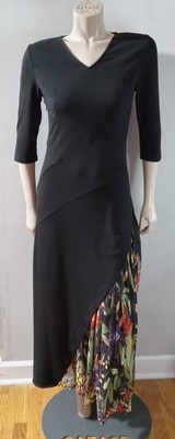 Vicky and Lucas Black Floral V-Neck Maxi Dress Size M