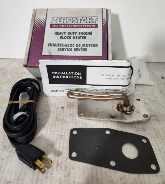 Zerostart Heavy Duty Engine Block Heater Part No. 8601046 NOS