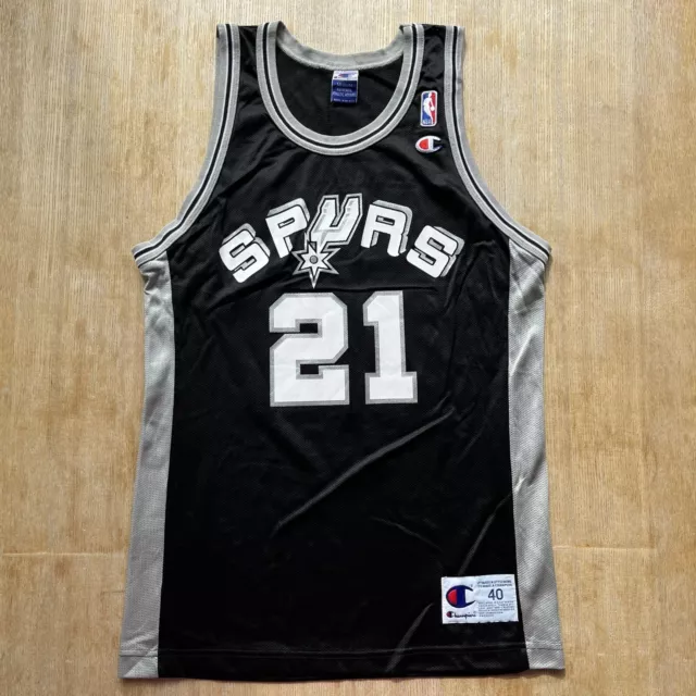 SAN ANTONIO SPURS Tim Duncan Jersey Black Champion Medium NBA