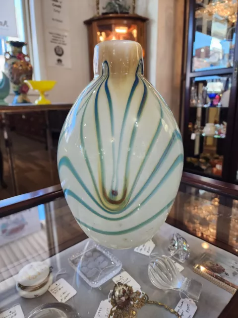 Early Dick Huss 1972 Large Signed Art Glass Vase