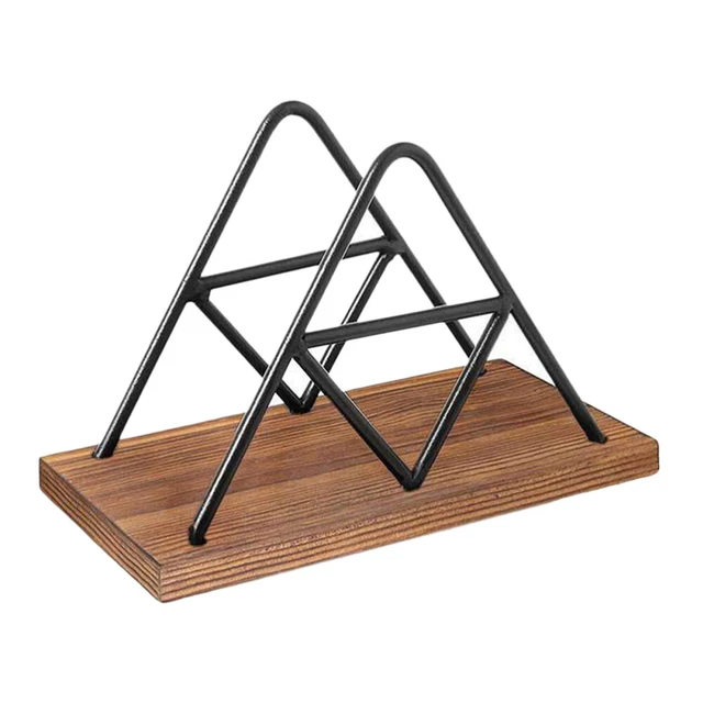 2 Porte-Serviettes De Table En Métal Noir - Vertical, Design Triangle - Pour Cuisine, Bureau Ou Restaurant