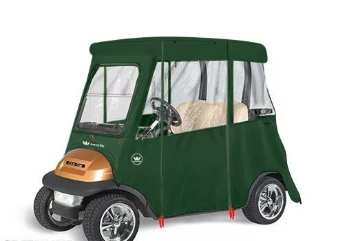 Custom Drivable 2 Person Golf Cart Enclosure Cover for Club Cars - GREEN