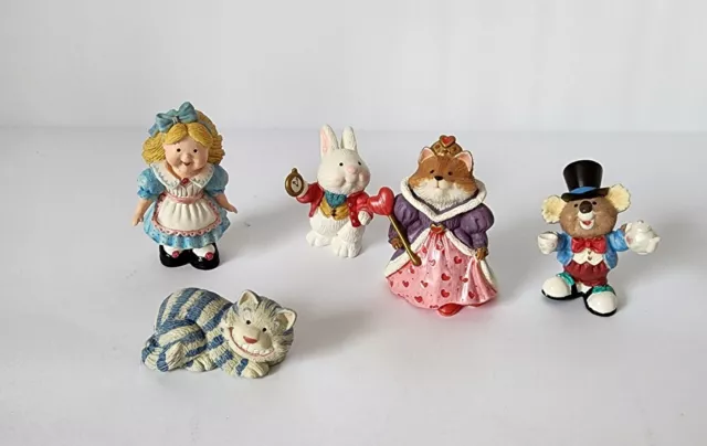 Hallmark Merry Miniatures Alice in Wonderland 5 Piece Set Story Time 1995