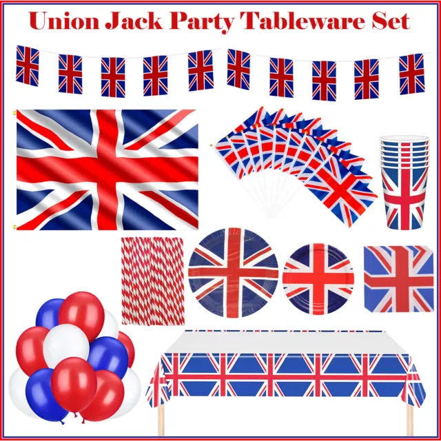 Union Jack Fiesta Vajilla y Decoraciones Banners Platos Vasos Servilletas