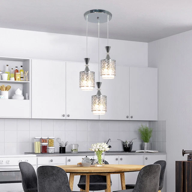 Modern LED Pendant Light 3 Heads Chandelier Kitchen Island Hanging Lamps Fixture