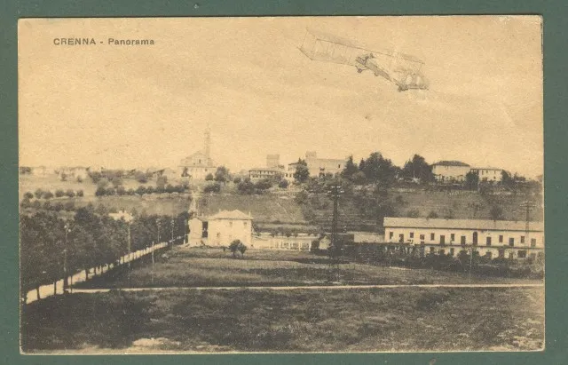 Lombardia. CRENNA, Varese. Aereo in fotomontaggio. Cartolina viaggiata nel 1926.