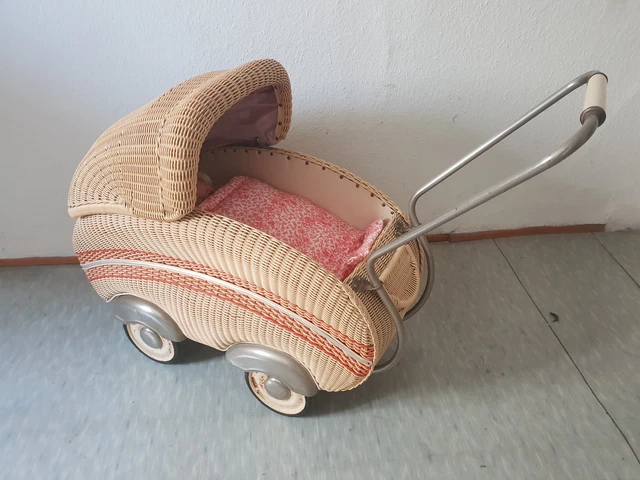 NOSTALGIE PUPPENWAGEN AUS Korb der 50er/60er Jahre - Vintage EUR 85,00 -  PicClick DE