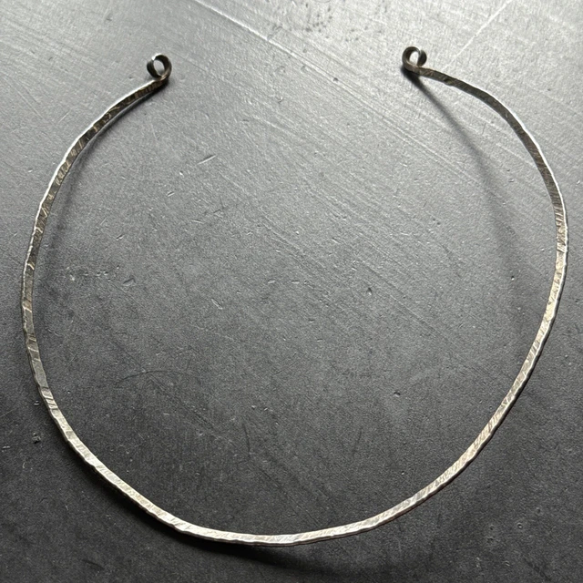 Collier Chaîne En Argent Massif 925 - Maille Art Ethnique, Style Jonc Simple - Occasion France