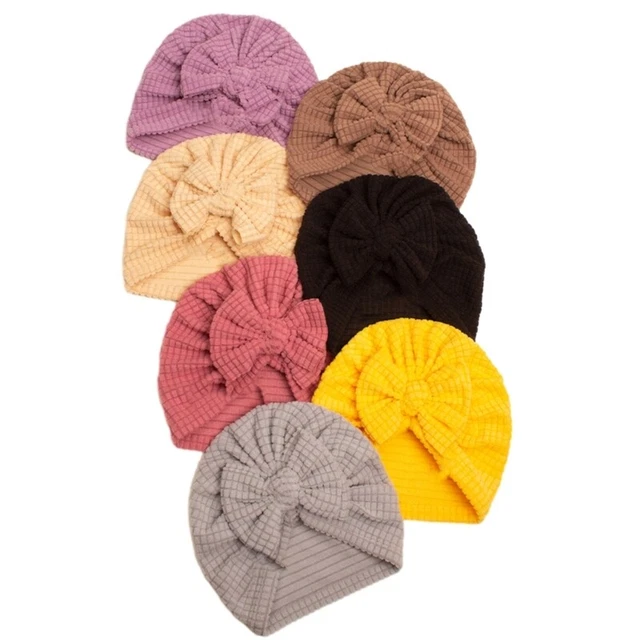 Cappello Turbante Fashion Bownot Bambino Neonato Elastico Beanie Morbido Traspirante Solido
