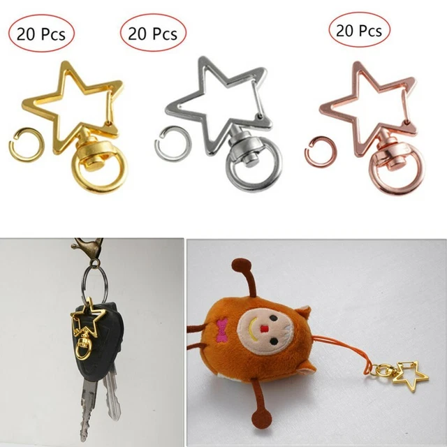 60Pcs Star Shaped Lobster Claw Clasp Metal Swivel Snap Hook with 8mm Opening Set