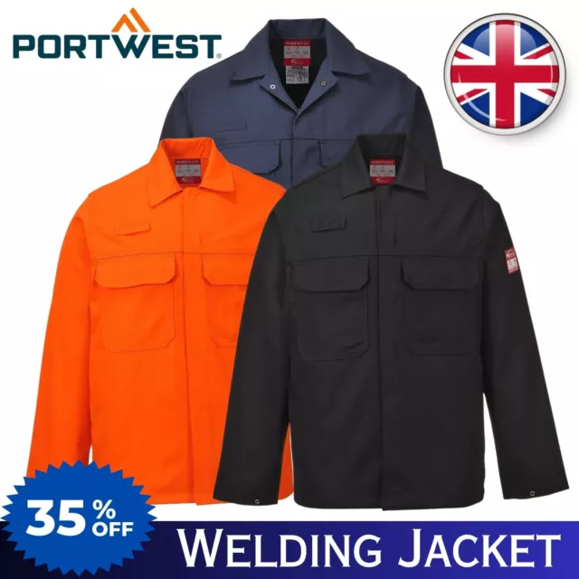 Portwest Bizweld Flame Resistant Welding Jacket Dual Hazard Protection Coat BIZ2