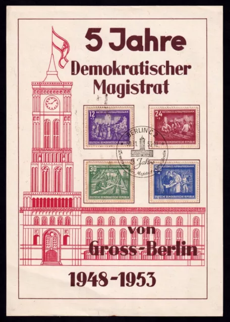 DDR 1953 Mi. 303-306 / Nationales Aufbauprogramm Berlin auf Sonderblatt / DIN 5